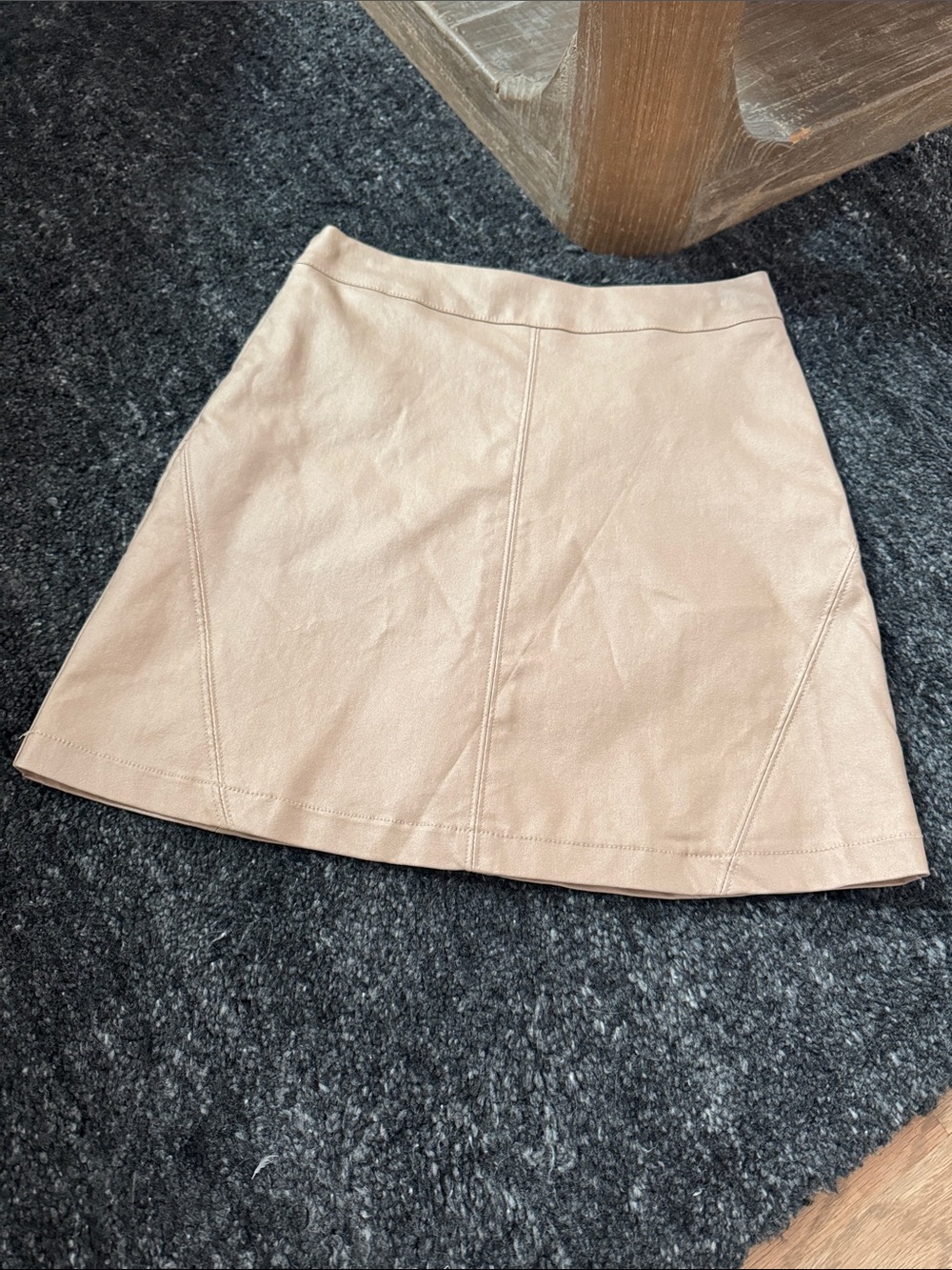 Girl’s Faux Leather A-Line Mini Skirt - Nude
